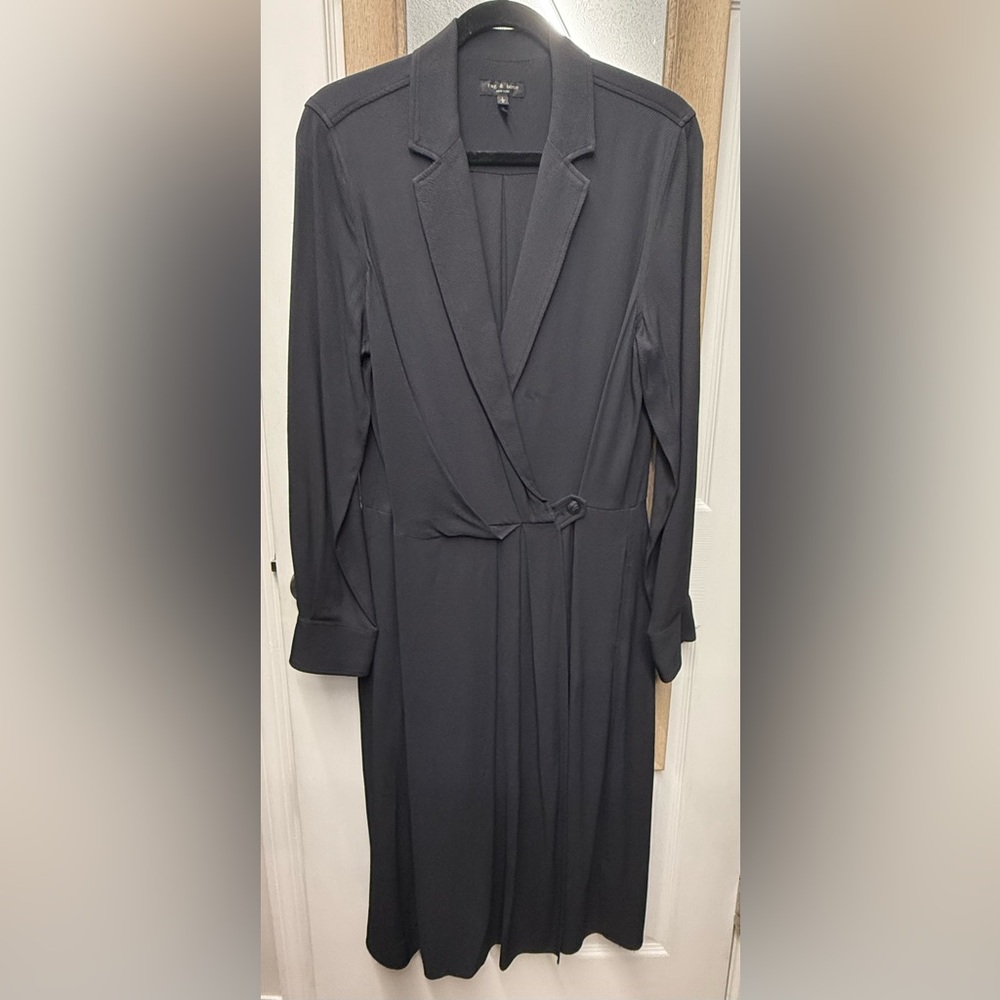Rag & Bone Black Midi Wrap Dress